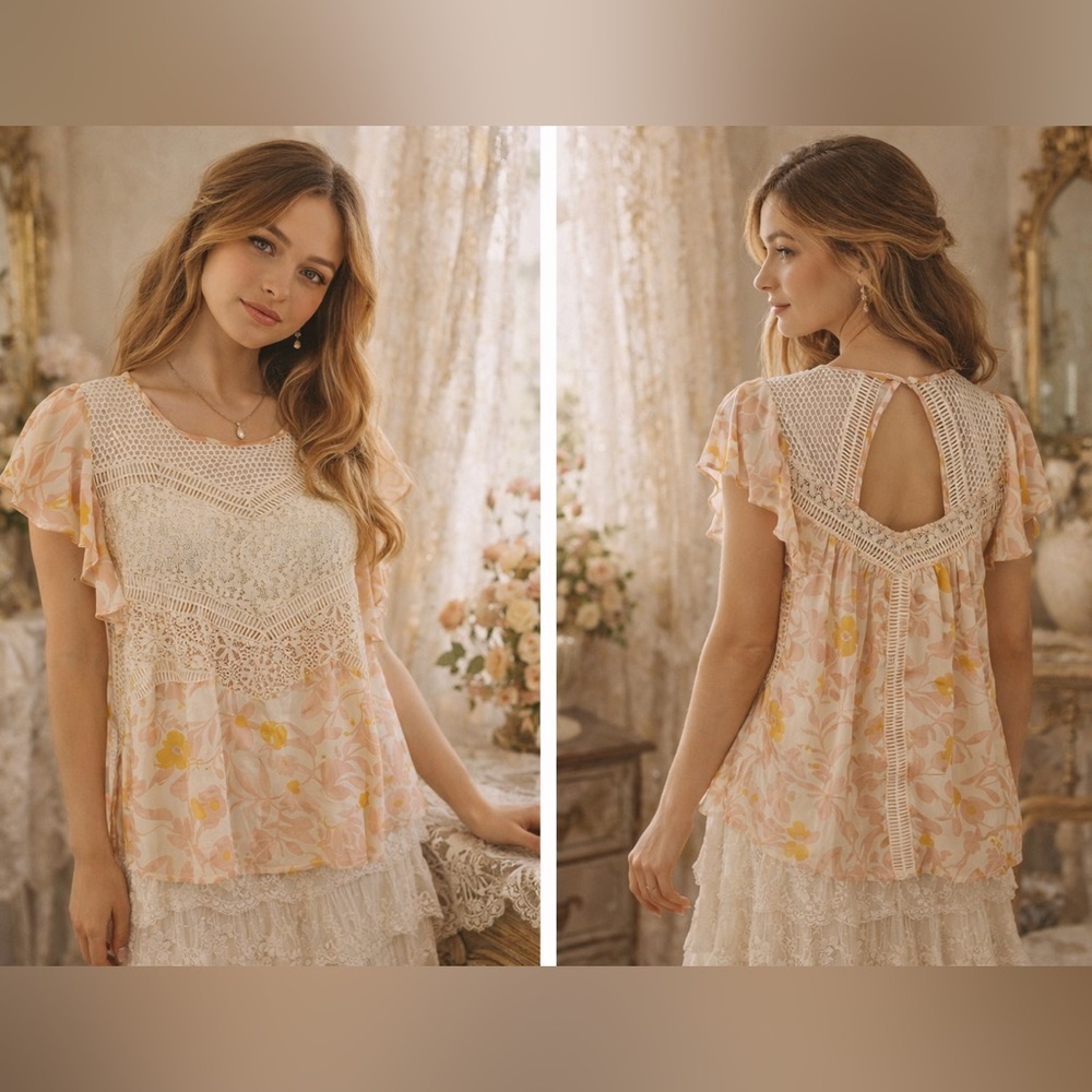 LAST CHANCE - HD in Paris | Anthropologie Mesh Lace Ruffle Blouse
